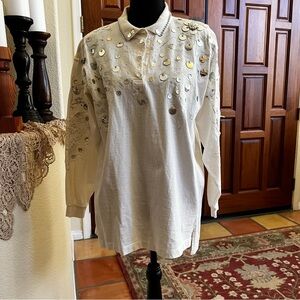 Energie White Cotton Crewneck Tee with Yellow Logo Detail